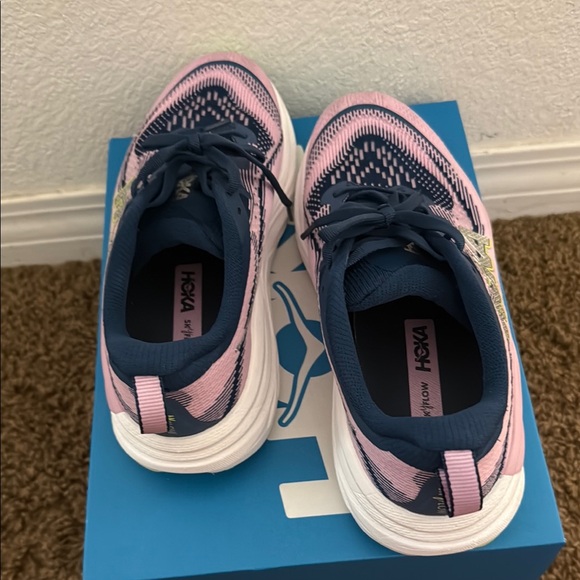 Hoka Skyflow Pink and Navy Athletic Shoes - Picture 7 of 7
